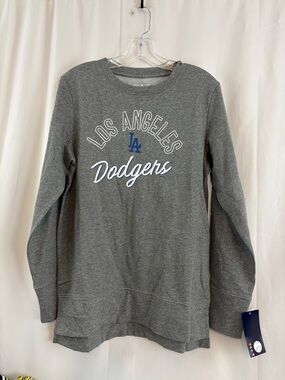 NWT LA Dodgers Longline Split Side Gray Crewneck Sweatshirt…